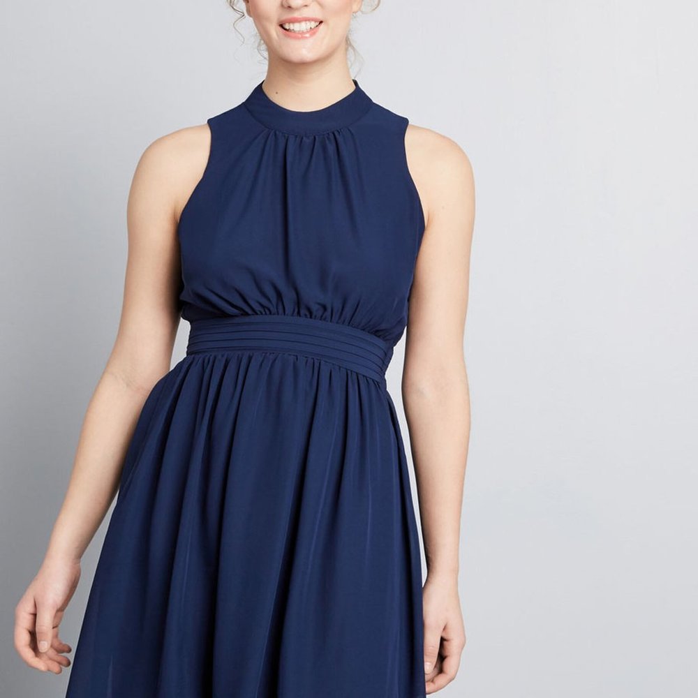 High neck sleeveless dress